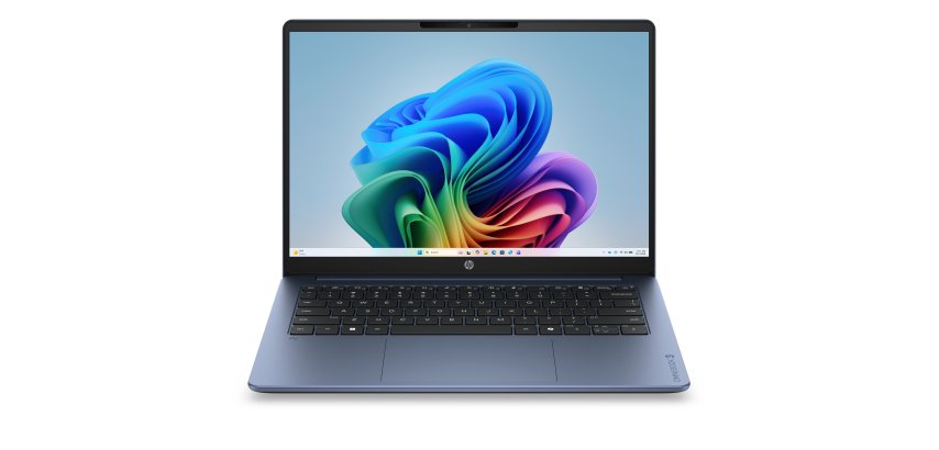 HP E4EV9EA laptop Copilot+ PC Snapdragon X1-26-100 Computer portatile 35,6 cm (14") 2K 8 GB LPDDR5x-SDRAM 512 GB SSD Wi-Fi 6E (802.11ax) Windows 11 Home AI PC Blu
