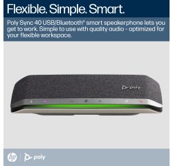 HP Poly Sync 40+ Microsoft Teams Certified USB-A USB-C Speakerphone +BT700 USB-A Adapter