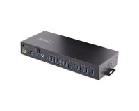 StarTech.com Hub USB 3.0 5Gbps Industriel à 16 Ports - Montage DIN/Surface/Rack - Protection ESD - Commutateur USB 3.0 Alimenté, Jusqu'à 120W de Charge USB Partagée - Hub USB pour PC Portable/Bureau à Double Hôte