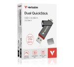 Verbatim Dual QuickStick USB flash drive 512 GB USB Type-A / USB Type-C 3.2 Gen 1 (3.1 Gen 1) Grey