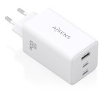 AISENS Cargador GaN 100W, 2x USB-C PD3.0 QC4.0 QC5.0, 1x USB-A QC3.0, Blanco