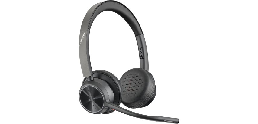 Wireless HP Poly Voyager 4320-M Teams headset with base