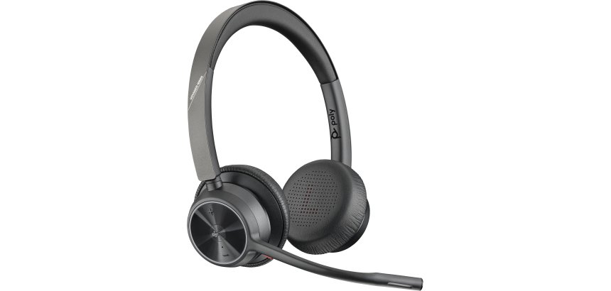 Wireless HP Poly Voyager 4320-M Teams headset with base