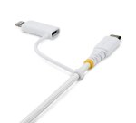 StarTech.com Câble de Recharge USB-C Robuste 2 en 1 de 1m avec Adaptateur Lightning, 30W/60W (3A), Certifié Apple MFi, Câble de Recharge USB-C Tressé pour iPhone/iPad/Android