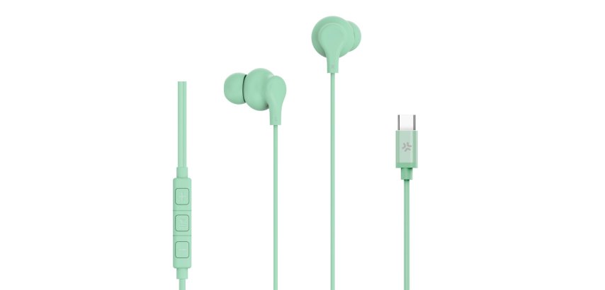 Celly UP1600TYPECGN cuffia e auricolare Cablato In-ear Musica e Chiamate USB tipo-C Verde