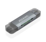 AISENS Lector de Tarjetas SD, Micro SD, MMC, RS-MMC, MMC Micro, USB-A y USB-C, Gris