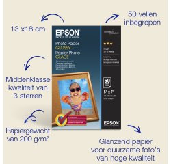 Epson - fotopapier - glanzend - 50 vel(len) - 127 x 178 mm - 200 g/m²