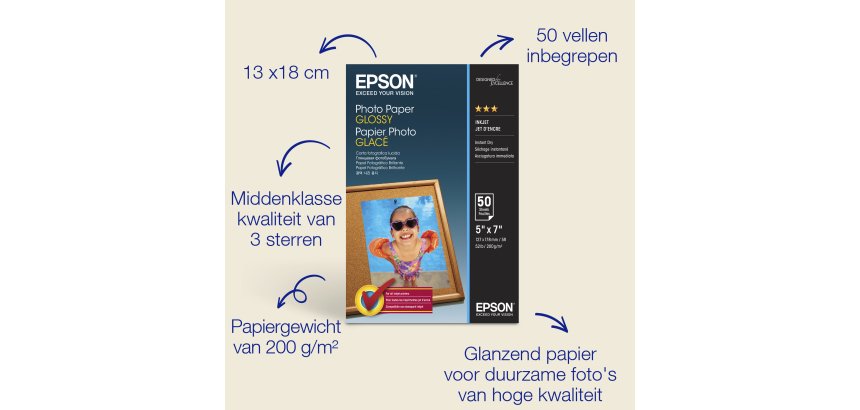 Epson - fotopapier - glanzend - 50 vel(len) - 127 x 178 mm - 200 g/m²