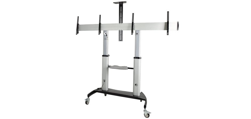 StarTech.com Support TV à Roulettes pour TV VESA 37-60" (Max 2x 50kg) - Chariot TV roulettes - Support TV Double sur Pied Mobile à Hauteur Réglable