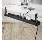 StarTech.com Goulotte Passe Câble Bureau, Organiseur de Câbles Ajustable en Longueur, Installation à Pinces, Aucun Perçage Nécessaire, Support Multiprise, Noir