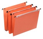 Dossier suspendu esselte dual kraft orange 220g a4 tiroir entraxe 330mm h245mm fond v volet d'agrafage boite 25 unites