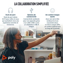 POLY Micro-casque Blackwire 3320 stéréo USB-C + adaptateur USB-C/A