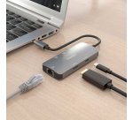 AISENS USB-C Dock 6 En 1, USB-C a 1xHDMI, 1xRJ45, 3xUSB-A, 1xUSB-C PD, Gris, 15cm