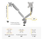 Fellowes Platinum Series Bras porte-écrans double - Argent
