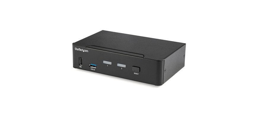 StarTech.com Switch KVM DisplayPort à 2 Ports - 4K60Hz - Écran Unique - Switch KVM USB UHD DP 1.2 à 2 Ports avec Hub USB 3.0 Intégré et Audio - Dell HP Apple Lenovo - Conforme TAA