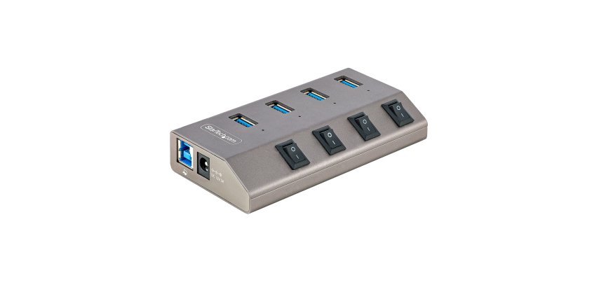 StarTech.com Hub USB-C Auto-Alimenté à 4 Ports avec Interrupteurs Marche/Arrêt Individuels, Hub d'Extension USB 3.0 (5 Gbps) avec Bloc d'Alimentation, Répartiteur USB-C vers USB-A pour PC de Bureau et Portable
