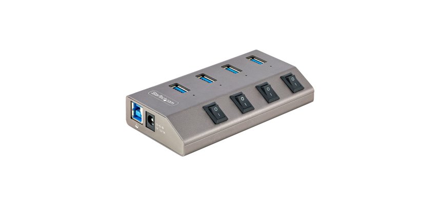 StarTech.com Hub USB-C Auto-Alimenté à 4 Ports avec Interrupteurs Marche/Arrêt Individuels, Hub d'Extension USB 3.0 (5 Gbps) avec Bloc d'Alimentation, Répartiteur USB-C vers USB-A pour PC de Bureau et Portable