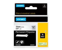 DYMO Rhino Industrial Permanent Polyester Labels | 19 mm x 5.5 m | Black Print on Clear | Self-Adhesive | for LabelManager & Rhino Label Makers