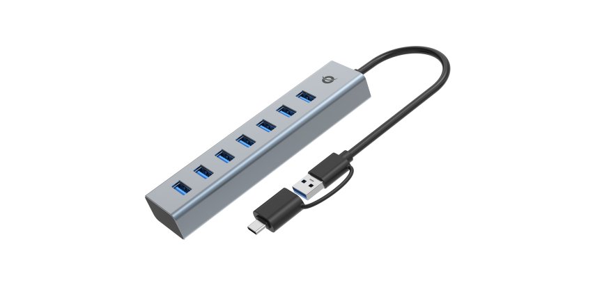 Conceptronic HUBBIES21G hub di interfaccia USB 3.2 Gen 1 (3.1 Gen 1) Type-A 5000 Mbit/s Grigio