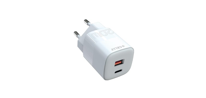 Celly TC2USBUSBC20EVO Caricabatterie per dispositivi mobili Universale Bianco AC Ricarica rapida Interno