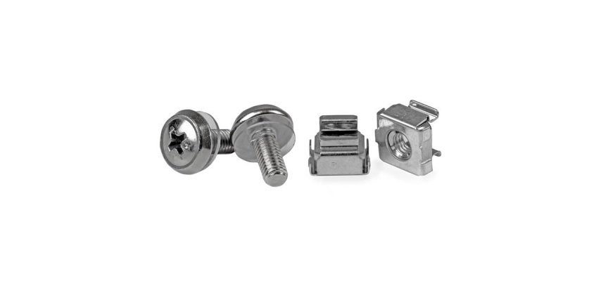 StarTech.com Lot de 50 Vis M5 de 12mm, Écrous Cage à Trou Carré et Outil de Montage, Kit de Fixation pour Baies de Serveurs, Armoires et Boîtiers de 19" ou 10", Argent - TAA