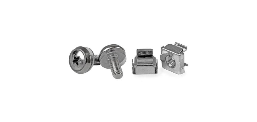 StarTech.com Lot de 50 Vis M5 de 12mm, Écrous Cage à Trou Carré et Outil de Montage, Kit de Fixation pour Baies de Serveurs, Armoires et Boîtiers de 19" ou 10", Argent - TAA