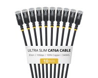 StarTech.com 6ASTP34BKS30CM10PK câble de réseau Noir 0,3 m Cat6a U/FTP (STP) Rond