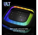 Sony ULT TOWER 10 - Altoparlante Bluetooth per feste con ULT POWER SOUND, bassi profondi e potenti, altoparlanti X-Balanced, illuminazione a LED a 360 gradi, funzioni per feste, microfono wireless, portatile, maniglia e ruote - Nero
