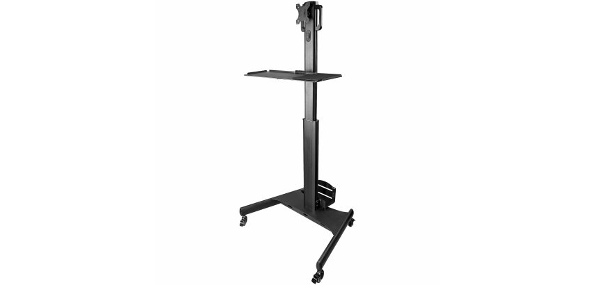 StarTech.com Mobile Workstation Cart with Monitor Mount, CPU/PC Holder, Keyboard Tray - Ergonomic Height Adjustable Desktop Computer Cart - Rolling Mobile Standing Workstation on Wheels