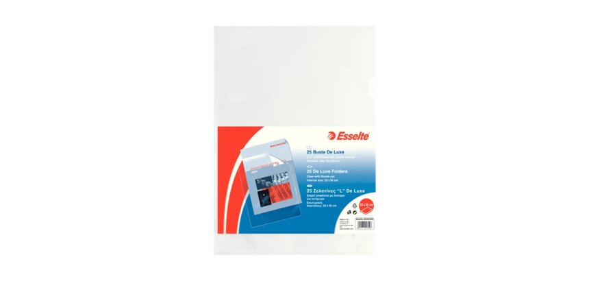 Esselte Buste "L" DE LUXE - PPL antiriflesso 30% Ricicl - f.to 22 x 30 cm - conf.25 pz