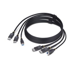 StarTech.com Cable KVM DisplayPort de Doble Pantalla con USB 5Gbps de 1,8m - 4K 60Hz - DP 1.2 - Cable para Conmutador KVM para Dos Monitores
