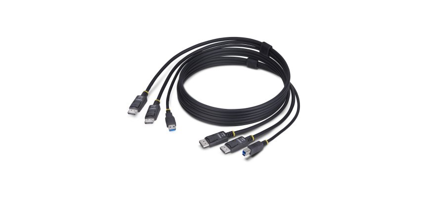 StarTech.com Câble KVM Double DisplayPort de 1,8m et USB 5Gbps, 4K 60Hz, Câble Combo à Compatibilité Universelle DP 1.2 et USB pour Commutateurs/Switchs KVM à Deux Moniteurs