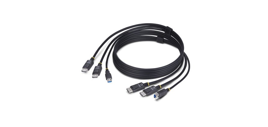 StarTech.com Cable KVM DisplayPort de Doble Pantalla con USB 5Gbps de 1,8m - 4K 60Hz - DP 1.2 - Cable para Conmutador KVM para Dos Monitores