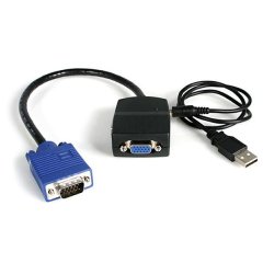 Duplicador Divisor de Vídeo VGA 2 puertos Compacto Alimentado por USB - Cable Splitter