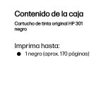 HP Cartucho de tinta original 301 negro