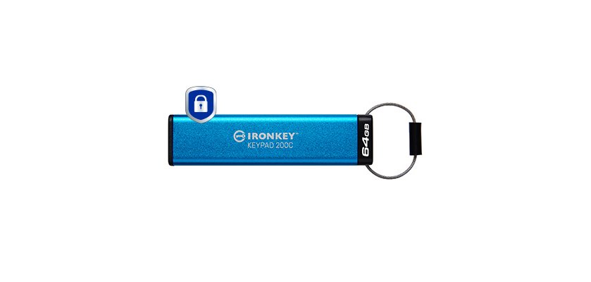 Kingston Technology IronKey Keypad 200C USB-C de 64 GB 200C, FIPS 140-3 nivel 3 AES-256