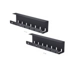 StarTech.com Lot de 2 Bacs de Gestion des Câbles sous Bureau, Longueur 106cm (53cm par Plateau), Organiseur de Câbles Métallique à Fentes, Installation par Vis, Support pour Multiprise, Noir, TAA