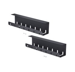 StarTech.com Lot de 2 Bacs de Gestion des Câbles sous Bureau, Longueur 106cm (53cm par Plateau), Organiseur de Câbles Métallique à Fentes, Installation par Vis, Support pour Multiprise, Noir, TAA