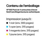 HP 903 Pack de 4 cartouches d'encre Noir/Cyan/Magenta/Jaune authentiques