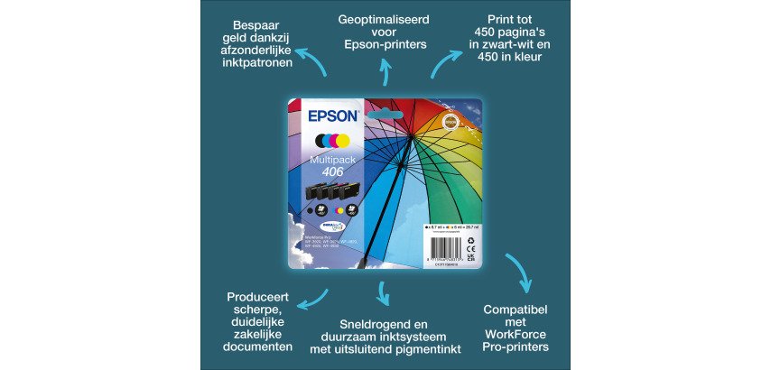 Epson Multipack 4-kleuren 406 Paraplu DURABrite Ultra-inkt