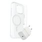 OtterBox Symmetry Series Clear for MagSafe + Premium Glass + Fast Charge Wall Charger USB-C 30W Type C para Apple iPhone 16 Pro Max