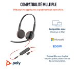 HP Poly Micro-casque stéréo USB-C Poly Blackwire 3225 + prise 3,5 mm + adaptateur USB-C/A (lot)