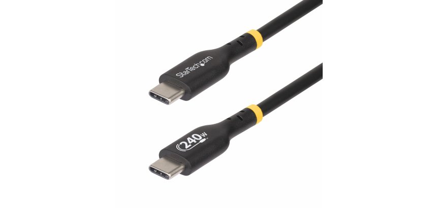 StarTech.com Cavo di Ricarica USB-C da 2m, cavo USB-C certificato USB-IF, 240W PD EPR, cavo trasferimento dati USB 2.0 Tipo-C per laptop, rivestimento in TPE, M/M