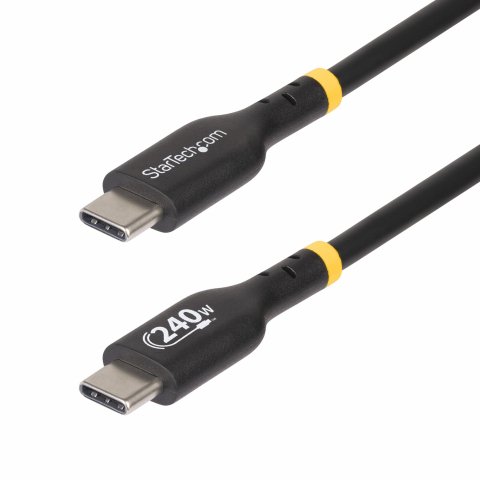 StarTech.com Cable de Carga USB-C de 1m - Cable USB Tipo C - Certificación USB-IF - PD de 240W EPR - Cable USB 2.0 USB-C de Carga para Portátiles - Recubrimiento de TPE - Macho a Macho