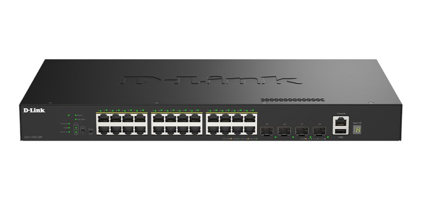 D-Link 28-Port Gigabit Stackable PoE+ Smart Managed Switch with 4 x 10G SFP+ Ports