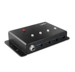 Lindy 43374 hub de interfaz USB 3.2 Gen 1 (3.1 Gen 1) Type-B 5000 Mbit/s Negro
