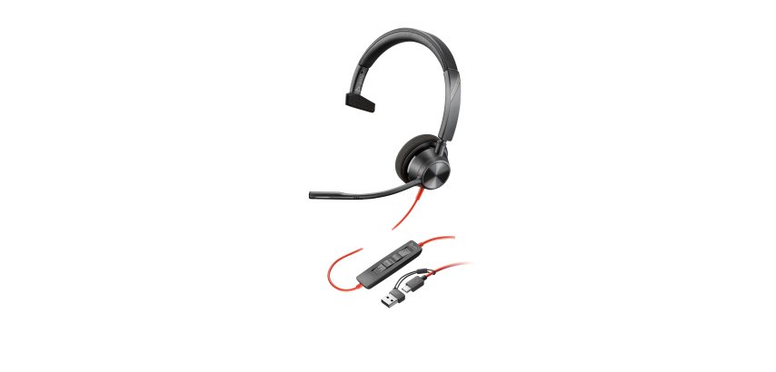 HP Poly Micro-casque Poly Blackwire 3310 monaural USB-C + adaptateur USB-C/A