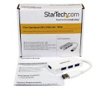 StarTech.com Hub portatile mini USB 3.0 SuperSpeed a 4 porte - Perno e concentratore per Ultrabook USB 3.0 con cavo integrato - Bianco