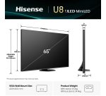 Hisense 65U8Q 165.1 cm (65") 4K Ultra HD Smart TV Wi-Fi Black, Grey