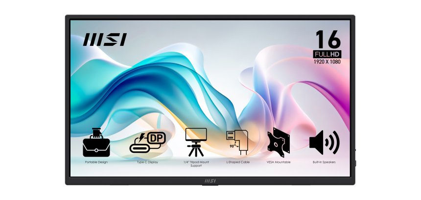 MSI PRO MP165 E6 TV e monitor portatile Nero 39,6 cm (15.6") LED 1920 x 1080 Pixel